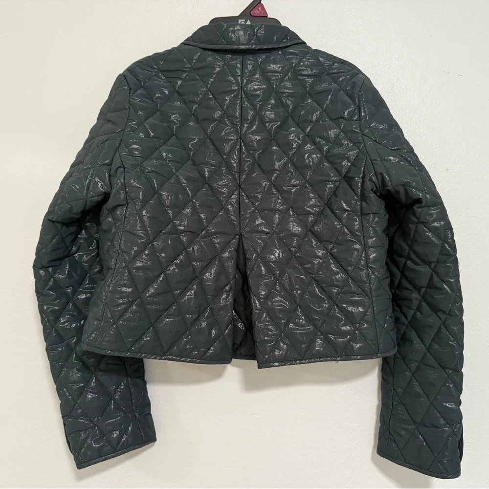 Burberry London Girls Navy Quilted Jacket Size 14Y Nova Check Lined Coat